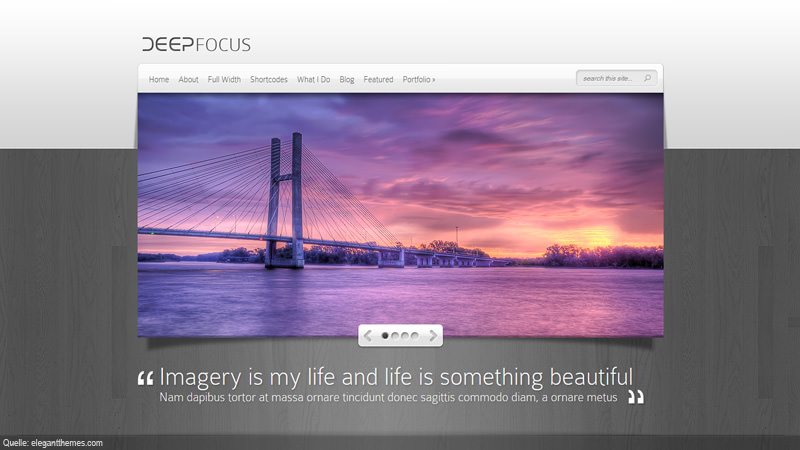 Brücke im Lila geprägten Bild auf einer Homepage. Besonders Schick!