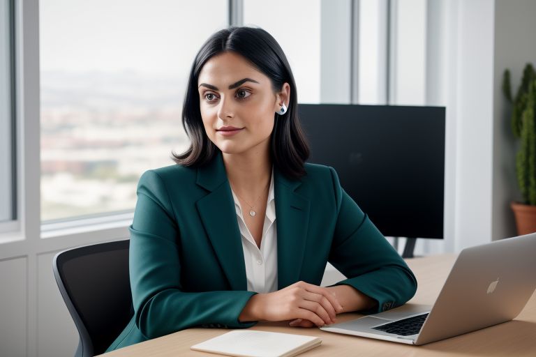 Woman working in SEO Agentur at Desktop